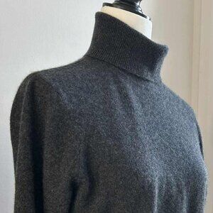 Lauren Ralph Lauren Charcoal 100% Cashmere Rib Turtleneck Sweater – US Petite L